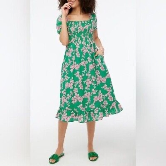 J Crew Smocked Midi Dress - Picture 2 of 3